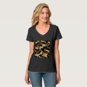 Bruin en Crème Camouflage Art Pattern Camo T-shirt (Voorkant volledig)