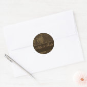 Bruin en crème damast bruiloft stickers (Envelop)