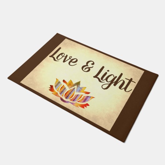 Bruin en Crème Liefde & Licht Deurmat (Schuin)