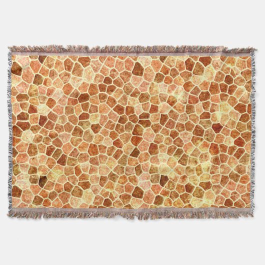 Bruin en crème met gebloed patchwork Terrazo Patte Deken (Voorkant)