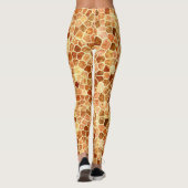 Bruin en crème met gebloed patchwork Terrazo Patte Leggings (Achterkant)