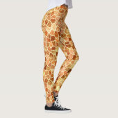 Bruin en crème met gebloed patchwork Terrazo Patte Leggings (Rechts)