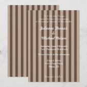 Bruin en crème strepen bruiloft kaart (Voorkant / Achterkant)
