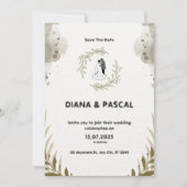 Bruin en Crème Waterverf bruiloft uitnodiging (Voorkant)