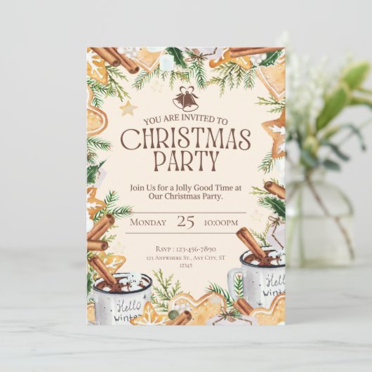 Bruin en crème Waterverf kerstfeest Kaart (Staand voorkant)