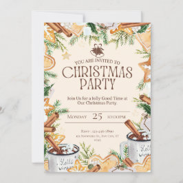 Bruin en crème Waterverf kerstfeest Kaart