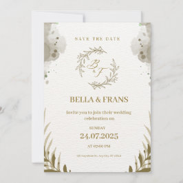 Bruin en Crème Waterverf Save the Date Wedding I Kaart