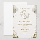 Bruin en Crème Waterverf Save the Date Wedding I Kaart (Voorkant / Achterkant)