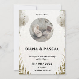 Bruin en Crème Waterverf Save the Date Wedding I Kaart