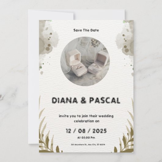Bruin en Crème Waterverf Save the Date Wedding I Kaart (Voorkant)