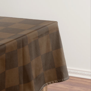 Bruin en donkerbruin geruit tijdloos warm vintage tafelkleed