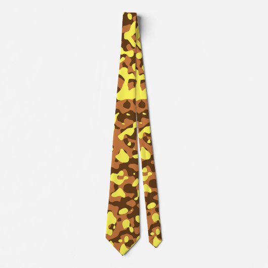 Bruin en Geel Desert Camouflage Patroon Stropdas (Voorkant)