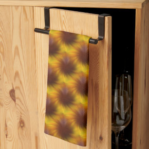 Bruin en geel draai abstract patroon theedoek