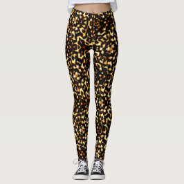 Bruin en geel geometrische luipaard etnische geïns leggings