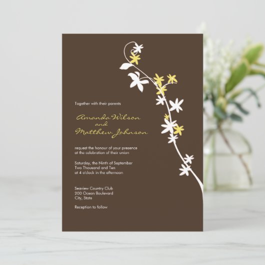 Bruin en geel huwelijk kaart (Staand voorkant)