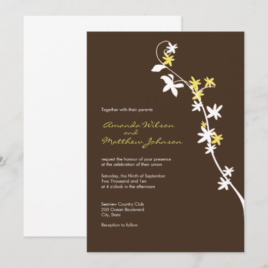 Bruin en geel huwelijk kaart (Voorkant / Achterkant)