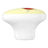 Bruin en geel kleurig bloemetjesontwerp keramische knop (Zijkant)