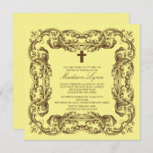 Bruin en geel  Lijst Baptisme Uitnodiging (Voorkant / Achterkant)