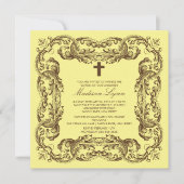 Bruin en geel  Lijst Baptisme Uitnodiging (Voorkant)