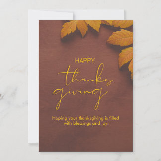 Bruin en geel minimalistische Thanksgiving Kaart