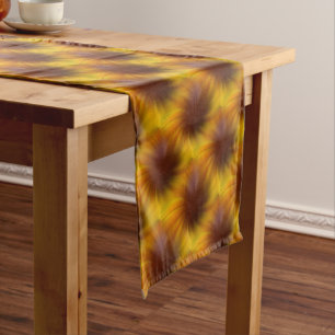 Bruin en geel wervelen Abstract patroon Korte Tafelloper
