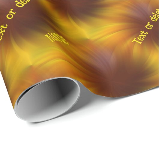 Bruin en geel wervelt Abstract gepersonaliseerd Cadeaupapier (Rol Hoek)
