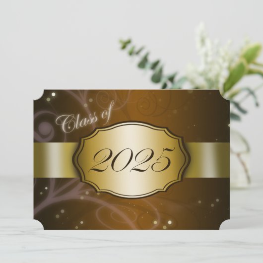 Bruin en Goud 2025 Afstudeerfeest Kaart (Staand voorkant)