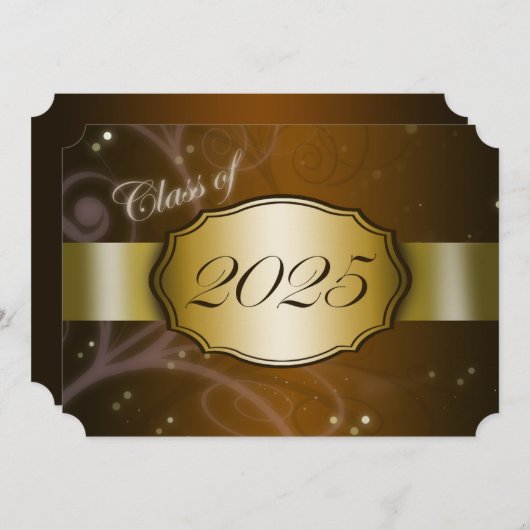 Bruin en Goud 2025 Afstudeerfeest Kaart (Voorkant / Achterkant)