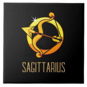 Bruin en goud Boogschutter sterrenbeeld zwart Tegeltje (Voorkant)