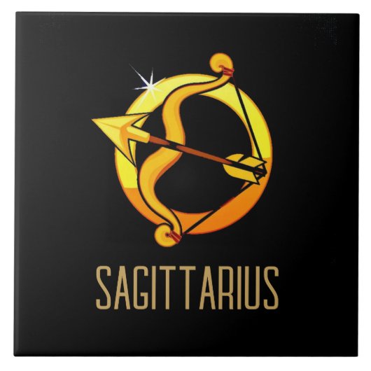 Bruin en goud Boogschutter sterrenbeeld zwart Tegeltje (Voorkant)