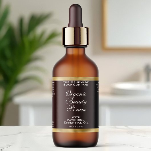 Bruin en Goud Cosmetica Druppelfles Etiket