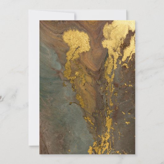 Bruin en goud elegant luxe chic marmeren feest kaart (Achterkant)
