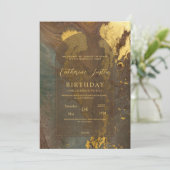 Bruin en Goud Elegant Luxe Chique marmeren partij Kaart (Staand voorkant)