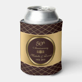 Bruin en Goud Geometrische Vormen- 50ste Jubileum Blikjeskoeler (Blikje Voorkant)