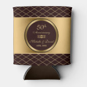 Bruin en Goud Geometrische Vormen- 50ste Jubileum Blikjeskoeler (Voorkant)