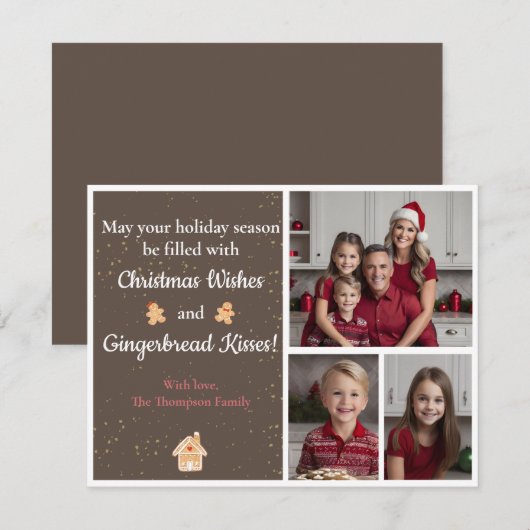 Bruin en Goud Gingerbread Holiday Christmas Kaart (Voorkant / Achterkant)