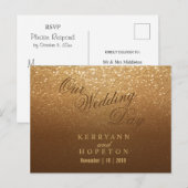 Bruin en Goud Glitters - RSVP Briefkaart (Voorkant / Achterkant)