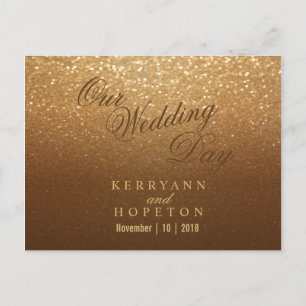 Bruin en Goud Glitters - RSVP Briefkaart
