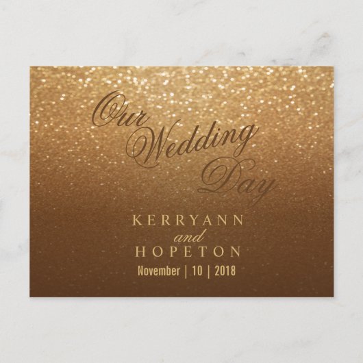 Bruin en Goud Glitters - RSVP Briefkaart (Voorkant)