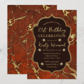 Bruin en Goud Herfst Herfst Marmer 21e Verjaardag Kaart (Voorkant / Achterkant)