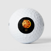 Bruin en goud Leo sterrenbeeld zwart Golfballen (Voorkant)