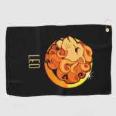 Bruin en goud Leo sterrenbeeld zwart Golfhanddoek (Horizontaal)