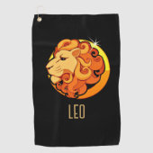 Bruin en goud Leo sterrenbeeld zwart Golfhanddoek (Voorkant)