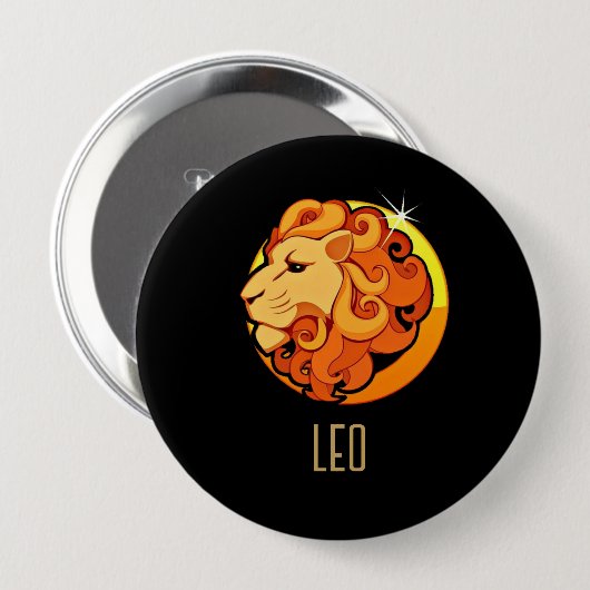 Bruin en goud Leo sterrenbeeld zwart Ronde Button 4,0 Cm (Voorkant /achterkant)