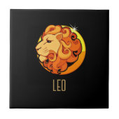 Bruin en goud Leo sterrenbeeld zwart Tegeltje (Voorkant)