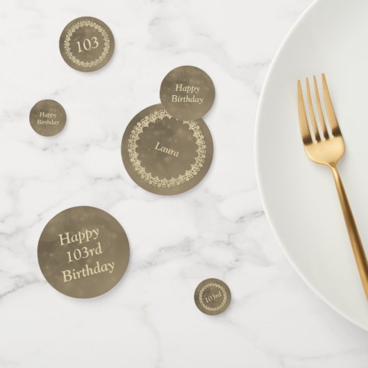 Bruin en goud op maat van 103 jaar confetti (Groep)