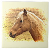 Bruin en Goud Paard Dier Keramische Tegel Tegeltje (Voorkant)