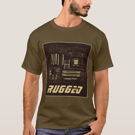 bruin en goud RUGGED GEEK Motherboard Tech T-shirt (Voorkant)