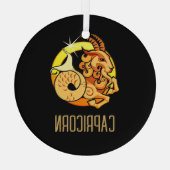 Bruin en goud Steenbok sterrenbeeld zwart Glas Ornament (Achterkant)