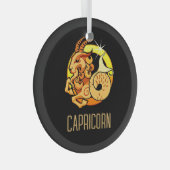 Bruin en goud Steenbok sterrenbeeld zwart Glas Ornament (Voorkant Rechts)